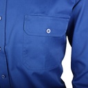D-S Job-Tex Classic koboltblå arbejdsskjorte, polyester/bomuld, med 2 brystlommer samt skulderstropper