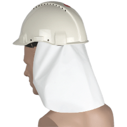 [18-DS400-5] Hvid nakkeslag til sikkerhedshjelm i slidstærkt fleksibel PU, passer til de fleste hjelme