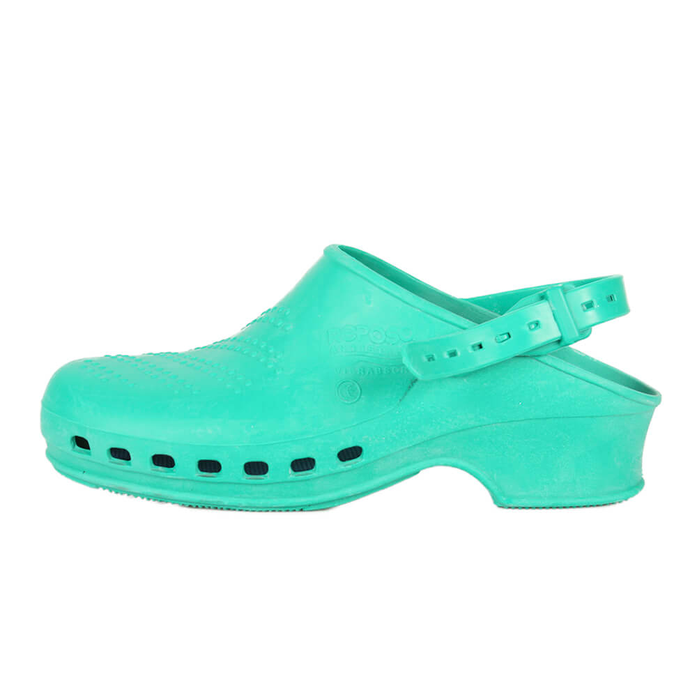 Thermoplastic slipper with heel slippers, green