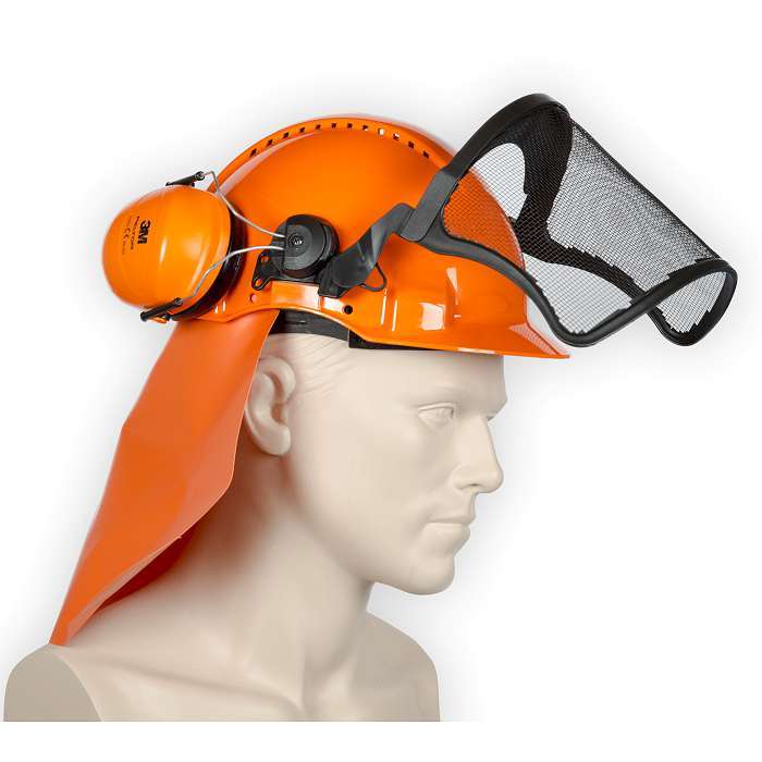 3M Peltor forest helmet with visor and hearing protection