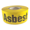 Asbest afspærringsbånd af plast, gul/sort, 500 m x 75 mm