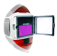5000x-autolift svejseskærm med automatisk dæmpende brille og one-touch slagfast visir