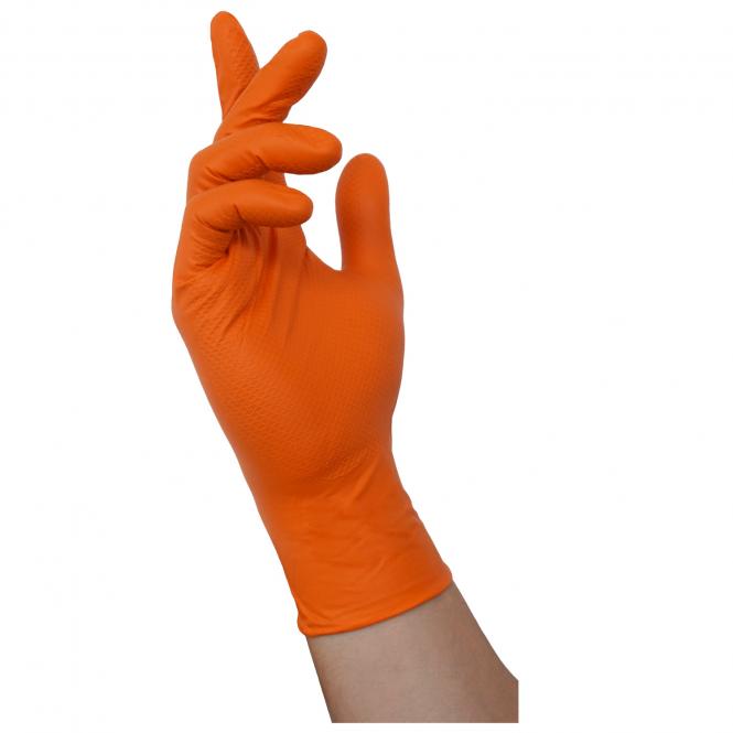 8335 Tough Grip Orange med nubret håndflade nitril engangshandsker AQL 1,5 Orange