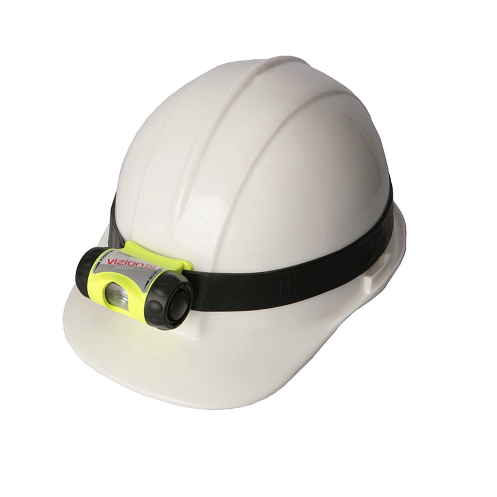 UK3AAA VIZION I, Safety Yellow, with Woven Camouflage Band, with Batteries, Blister, ATEX