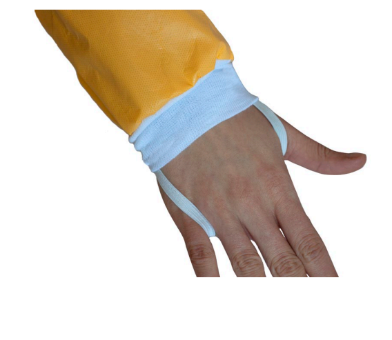 Tychem C yellow sleeve protects, laminate