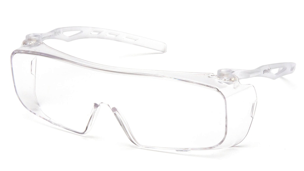 Sikkerhedsbrille, indstillelige brillestænger i længde, bæres uden på egen brille optisk klasse 1. vægt 47 gram 8320, beskyttelsesbriller OX2000, kan bæres over almindelige briller, anti-ridse/anti-dug, klar linse, 17-5118-2040