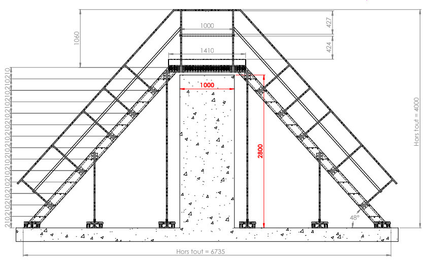 Stepover til forhindringer på tag 2800 x 1000 mm, Vectaway® crossover walkway / stepover i aluminium