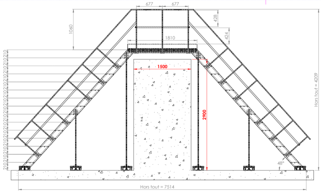 Stepover til forhindringer på tag 2900 x 1500 mm, Vectaway® crossover walkway / stepover i aluminium
