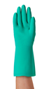 Sol-Vex Classic Alphatec 37-675 Velouriseret grøn kemikaliehandske i nitril. Længde 330 mm, tykkelse 0,38 mm og AQL 0,65 Antistatisk. FDA godkendt