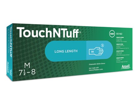 TouchNTuff 93-163 Fødevaregodkendt lang blå engangshandske i 100% nitril, Længde 335 mm Tykkelse 0,17mm AQL 1,5