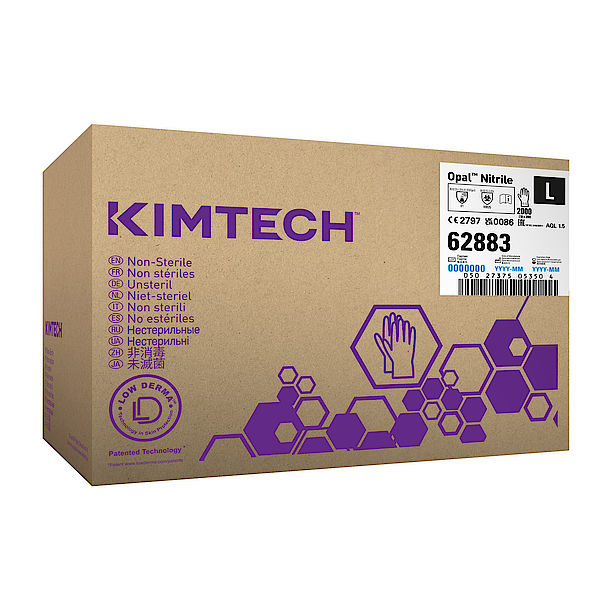 Kimtech Opal Nitril - 240 mm lang,  tykkelse 0,07mm, AQL 1,5mørke blå. Pudder fri