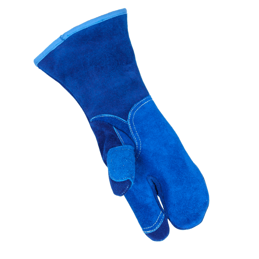 Varmefast 3-fingret spalthandske med forstærkninger i Blue Skinnex Heat, syet med kevlartråd