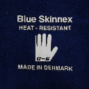 Varmefast 5-fingret spalthandske i Blue Skinnex Heat, foret med højisolerende Varmex filt for, syet med kevlartråd længde 38 cm