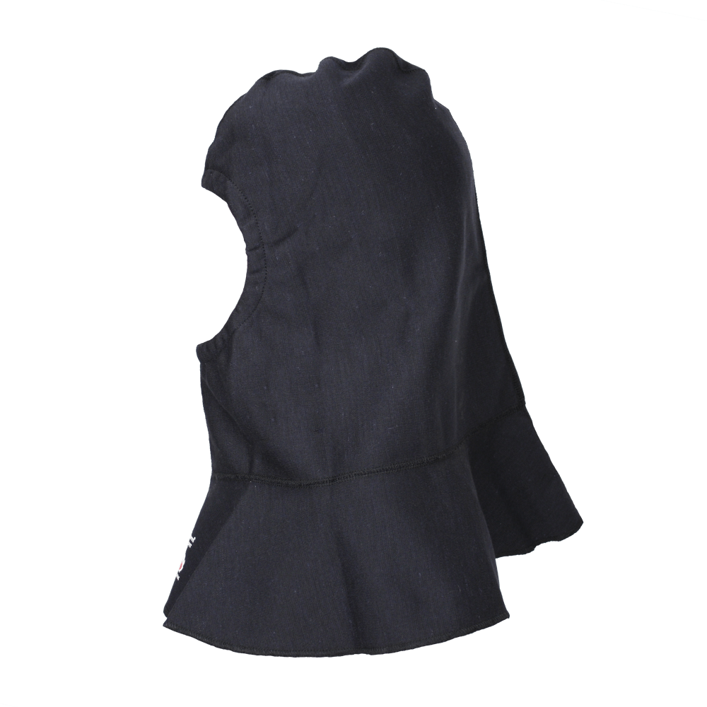 Blå Hætte med skulderslag indsyet elastik i åbning beskytter mod kulde som varme antistatisk og vendbar. VARMEX Therm