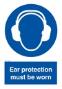 Høreværn påbudt, påbudsskilte, plast, 297x210 mm