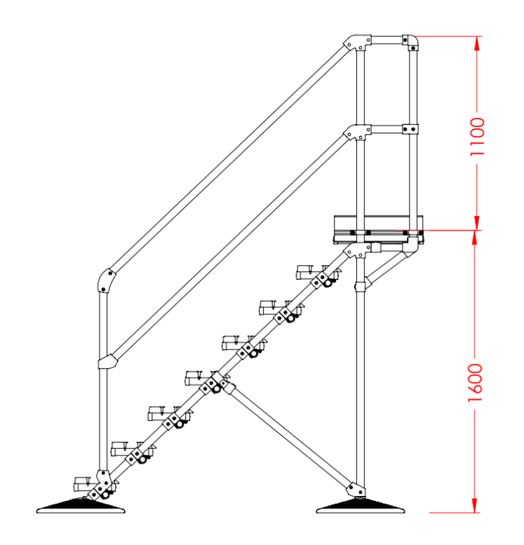 Trappe Platform 1650mm - modvægt klodser