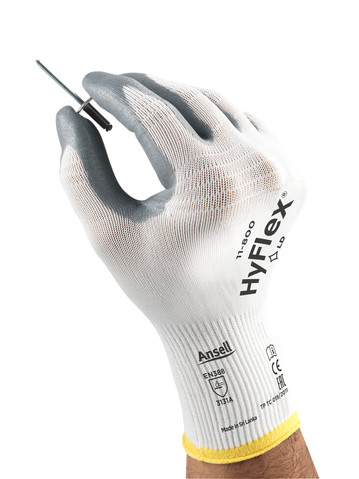 Ansell HyFlex Foam 11-800 Halvdyppet monterings handske i nitril skum belægning på strikket polyamidfor, længde 200-270 mm