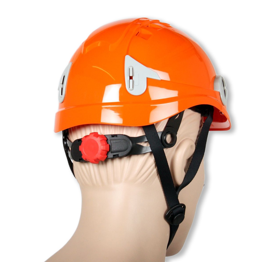 Orange Pro Cap riggerhjelm / sikkerhedshjelm med hjelmbrille, hagerem og håndhjul