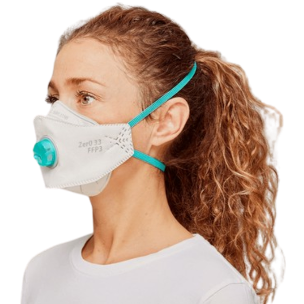 BLS Zero 33, FFP3 R D fladfoldet filtermaske med udåndings ventil, beskytter mod luftbårne nano partikler og filtrerer 99,92 % luftbårne virus, samt asbest partikler, masken kan genanvendes