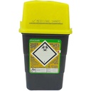 Gul kanyleboks, Sharps affaldskasse 1 liter, forsynet med advarselsmærkat