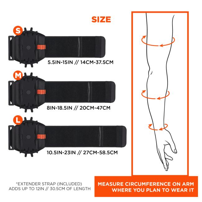 Ergodyne Squids 5545 Arm- og håndledsholder til håndholdt scannere, fås i flere størrelser