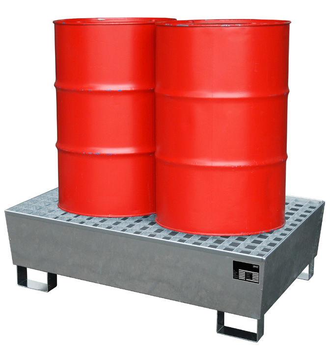 Opsamlingskar i galvaniseret stål, 232 liter kapacitet, 1200 x 800 x 360 mm