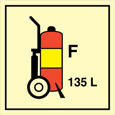 Wheeled fire extinguisher F 135L 150 x 150 mm