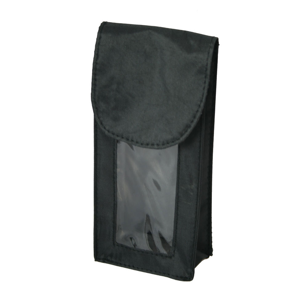Bæltetaske i sort vinyl til bl.a. øjenskylleflaske 200 - 250 ml. 190 x 75 x 45 mm