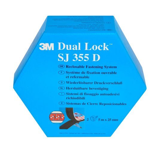 3M Dual Lock Minipakke SJ- 355D, 2 x 25 mm x 5 m, 4 æsker/krt