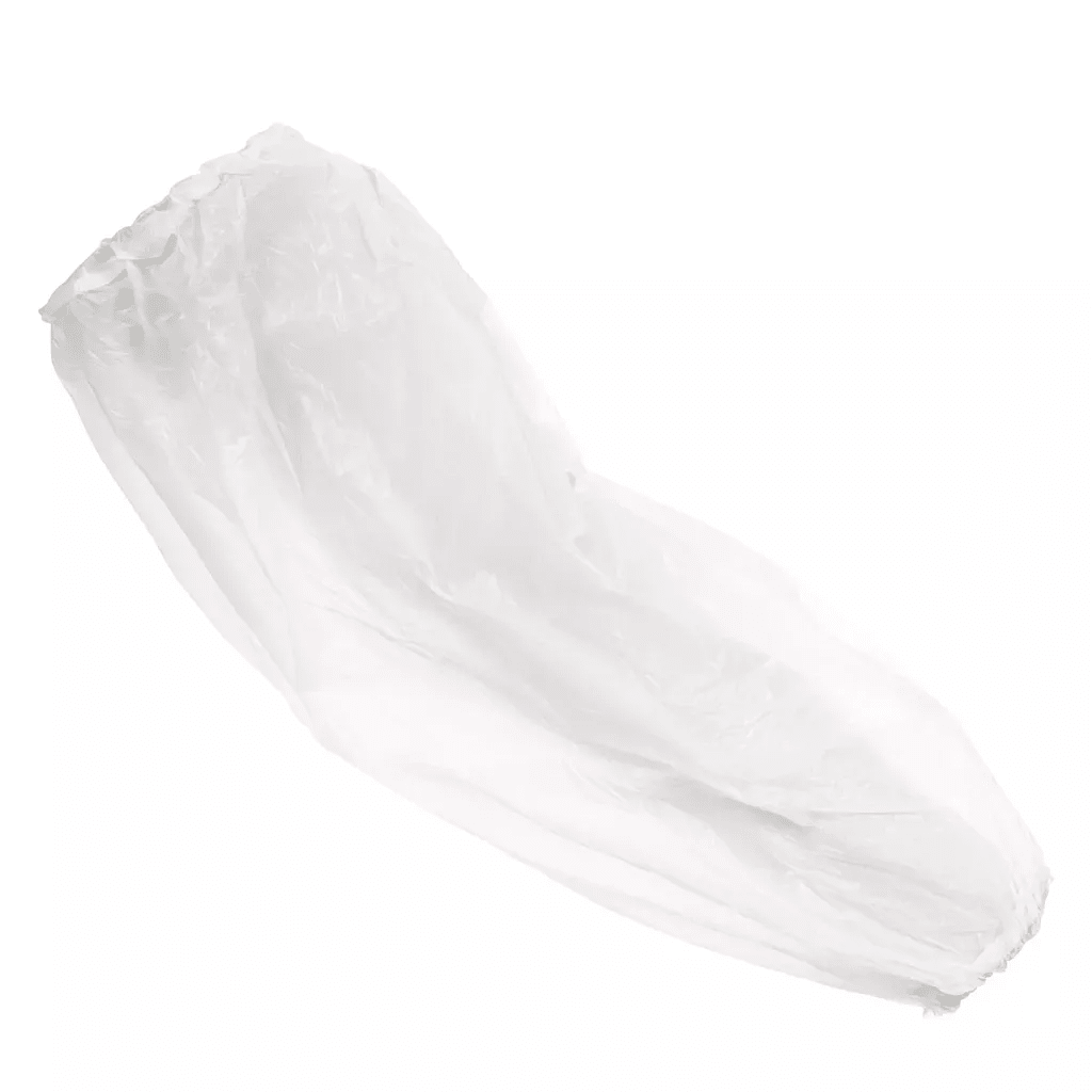 Hvide ærmeovertræk, CPE, Længde 40 cm tykkelse 20 my EN 1186