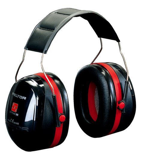 3M PELTOR Optime III Høreværn, 35 dB, sort/rød, hovedbøjle, H540A-411-SV - Peltor sort ørekop, peltor optime III Til brug i ekstremt støjfyldte miljøer