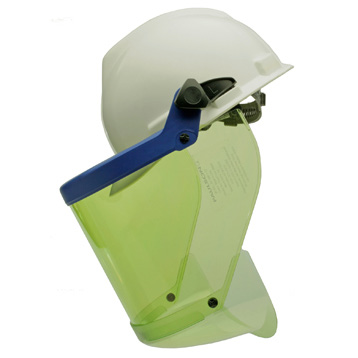High Performance Lysbue beskyttende ansigts visir i Polycarbonat kit med stor gennemsigtig, ergonomisk formet hage beskytter,  visir 18,42 x 50,8 x 0,15 cm AMP1-E6-PCT