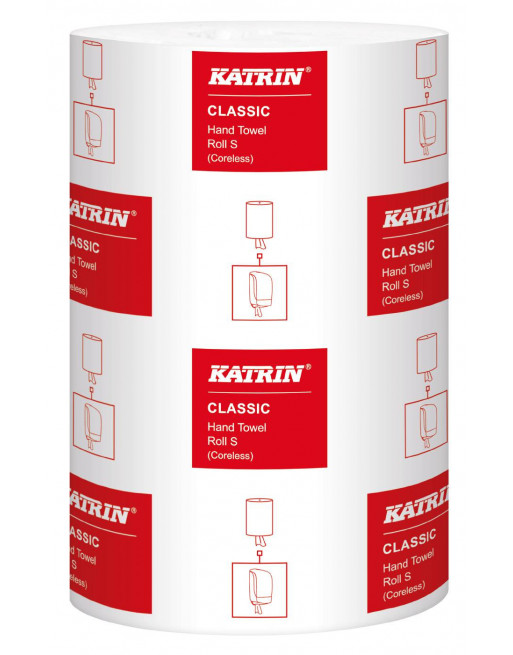 KATRIN Classic S-papirhåndklæderulle til dispenser, 1-lags, 205 mm, hvid, rulle med 116 m