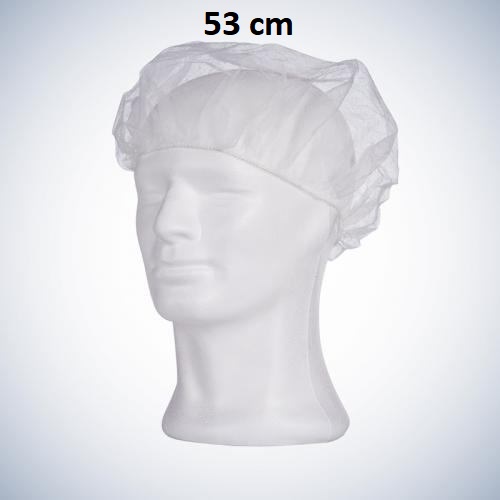 Polypropylen strækbart Hvidt hårnet, 53 cm, Latex fri PP Bouffant cap