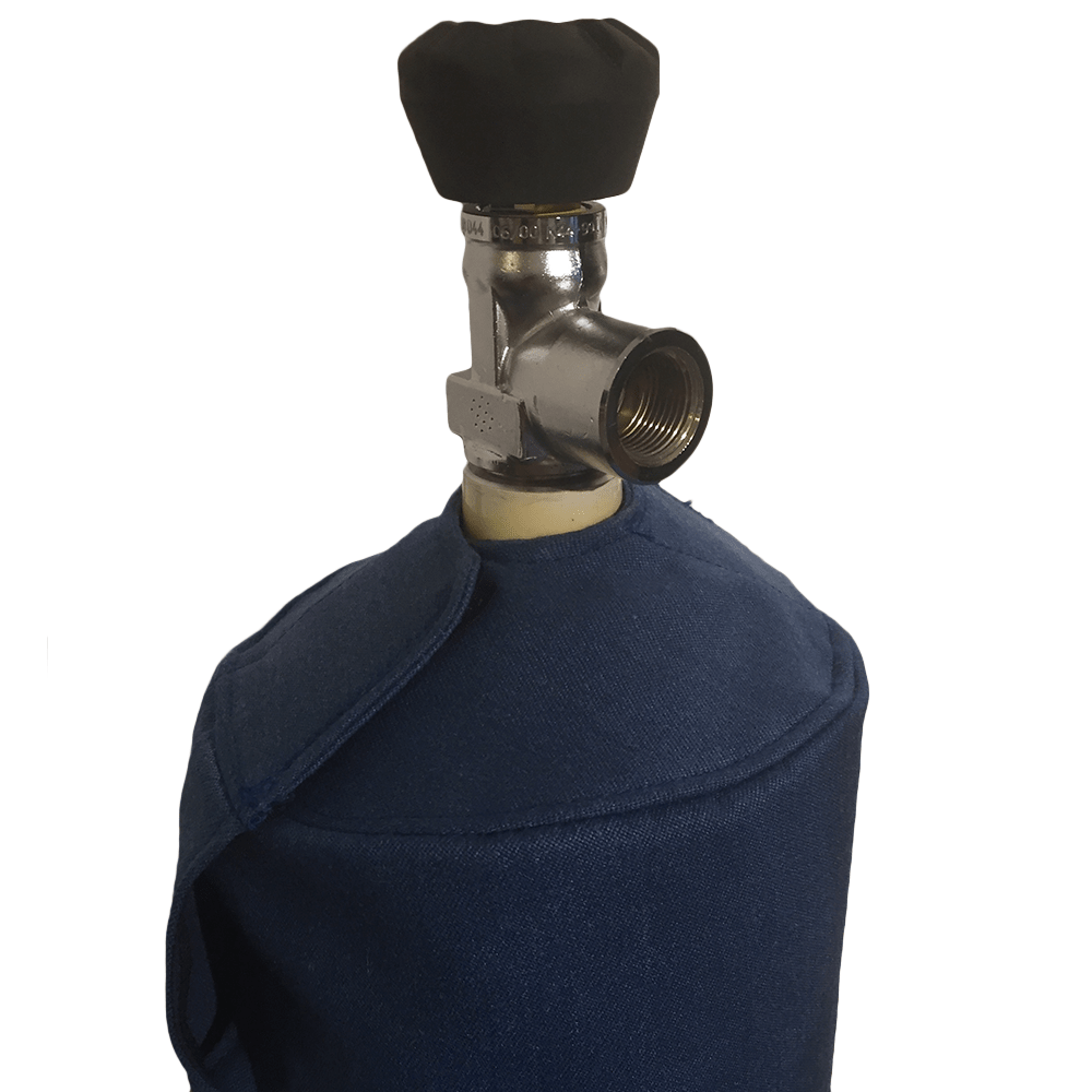 Varmex blå colour overtræk til røgdykkerflaske 9 liter højde 48 cm omkreds 52 cm, velcro lukning i top