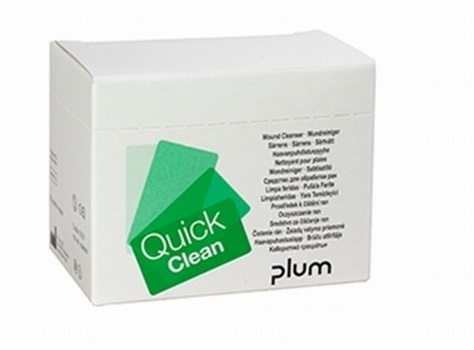 Plum 5151 Quickclean Sårrens servietter indeholder sterilt vand. Plum 5151 til quicksafe, æske a 20 stk