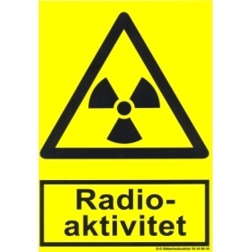 Radioaktivitet, advarselsskilt, reflekterende aluminium