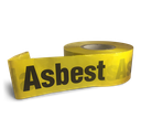 Asbest afspærringsbånd af plast, gul/sort, 500 m x 75 mm