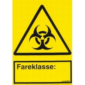 Risiko for mikroorganismer, advarselsskilt, selvklæbende folie 297 x 210 mm