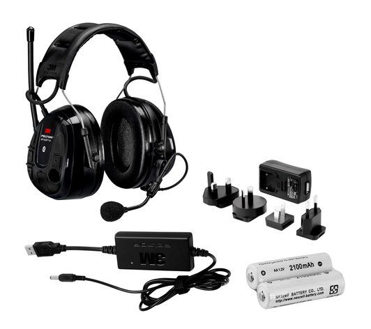 3M PELTOR WS Alert XP ACK headset inkl. batteri og oplader hjelmmontering, MRX21P3E2WS6-ACK