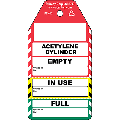 Acetylene Cylinder - 3 part tag