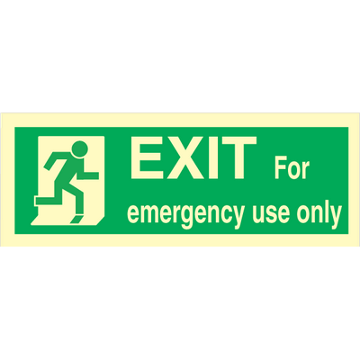 EXIT for emergency use only - Photoluminescent Self Adhesive Vinyl