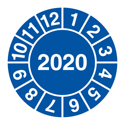 År 2020 Kalibreringsmærker (godkendelsesmærker) 10 stk Ø 30mm Selvklæbende vinyl