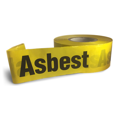 Asbest Afspærringsbånd af plast - gul/sort - 500 m x 75 mm
