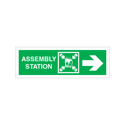Assembly station arrow right - Photoluminescent Self Adhesive Vinyl - 100 x 300 mm
