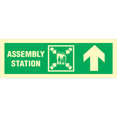 Assembly station arrow up - Photoluminescent Self Adhesive Vinyl - 100 x 300 mm