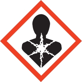 Kroniske sundhedsskader, 7,5 × 7,5 mm, faresymbol ( i henhold til GHS mærkning af kemikalier )