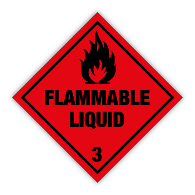 Flammable Liquid kl. 3 fareseddel - Magnetfolie - 250 x 250 mm
