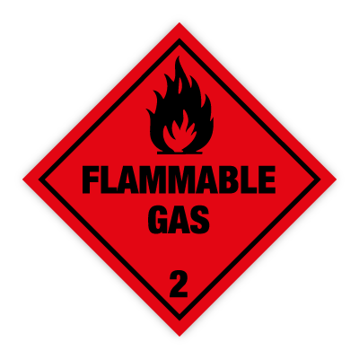 Flammable Gas kl. 2 fareseddel - 250 stk. rulle - 100 x 100 mm