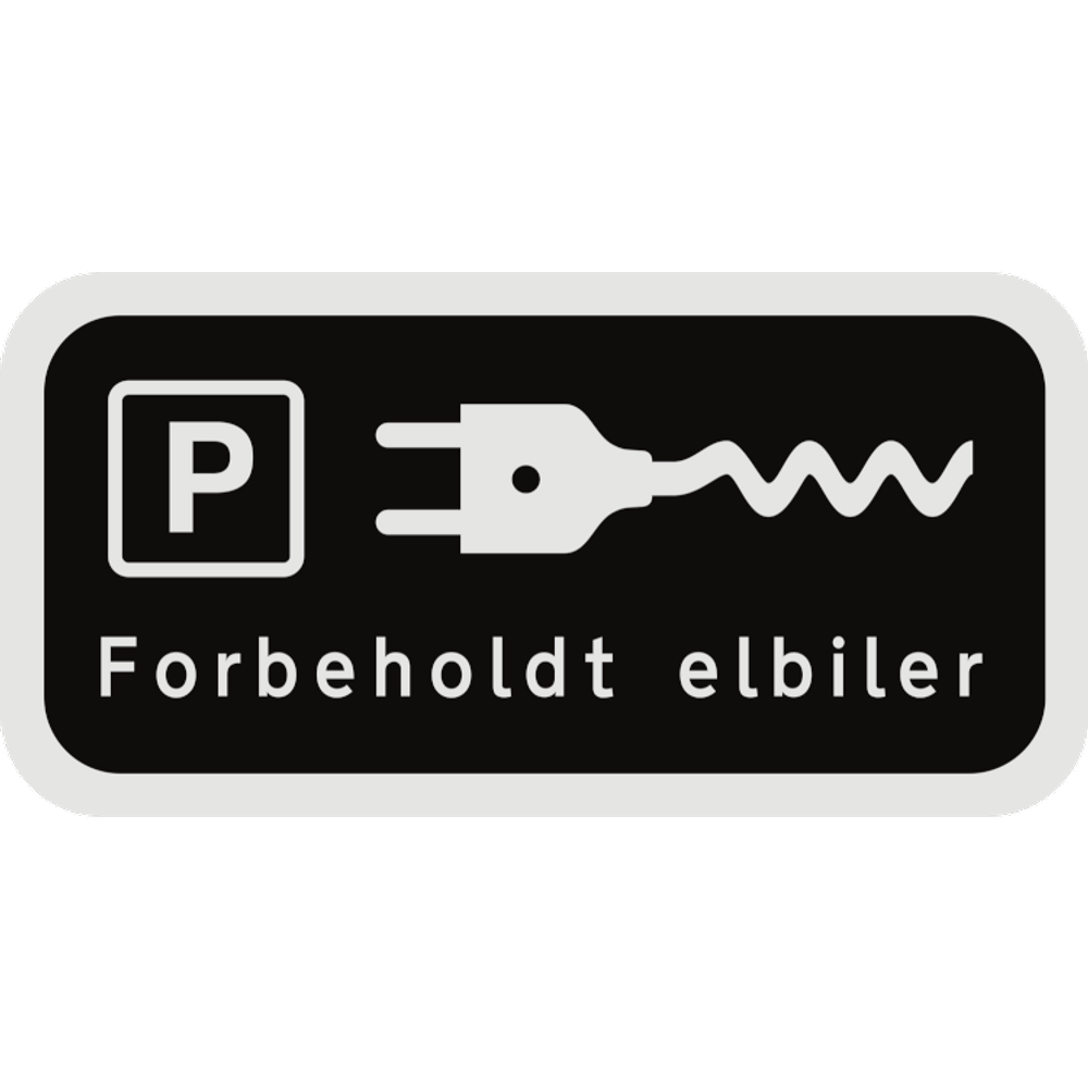 Undertavle - sort privatretlig - Parkering forbeholdt elbiler med elbil UE 33,4 symbol
